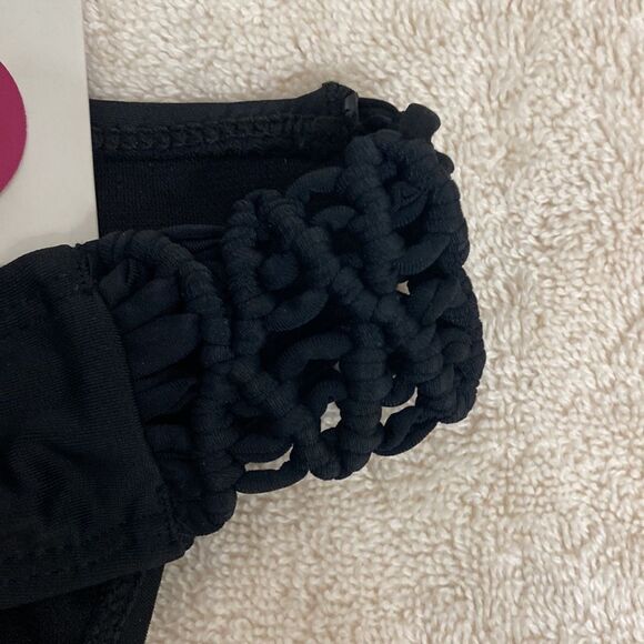 Nwt SO Black Junior Hipster Bikini Bottoms with Macrame Sides - Picture 4 of 7